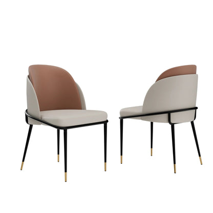 Chaise salle à manger cuir microfibre 2 pièces de luxe - vente privée 14:365458Brown and Beige;200007763:201336101