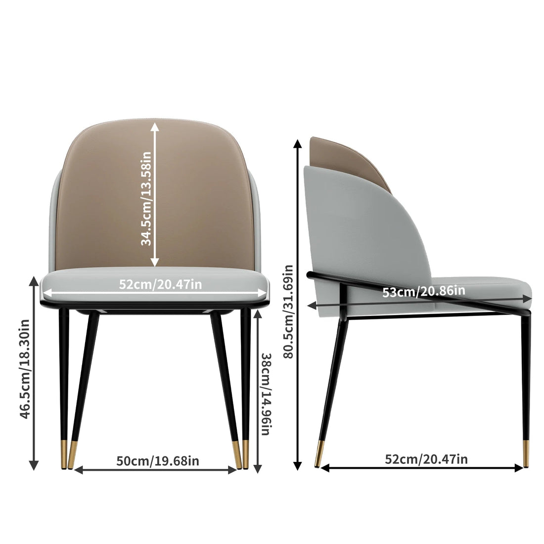 Chaise salle à manger cuir microfibre 2 pièces de luxe - vente privée 14:365458Brown and Beige;200007763:201336101