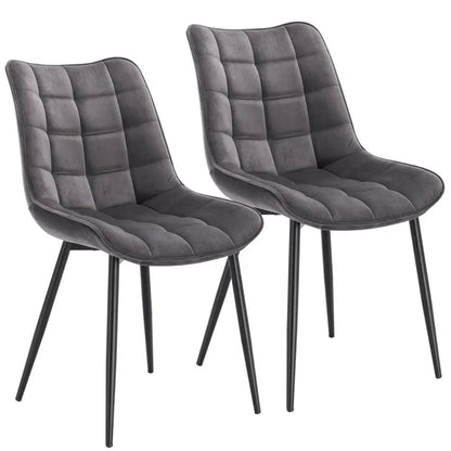 Chaise salle à manger grise en métal 2 ensembles - vente privée 14:200006155velvet dark grey;200007763:201336101