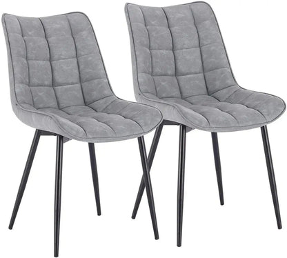 Chaise salle à manger grise en métal 2 ensembles - vente privée 14:200844060leather grey;200007763:201336101