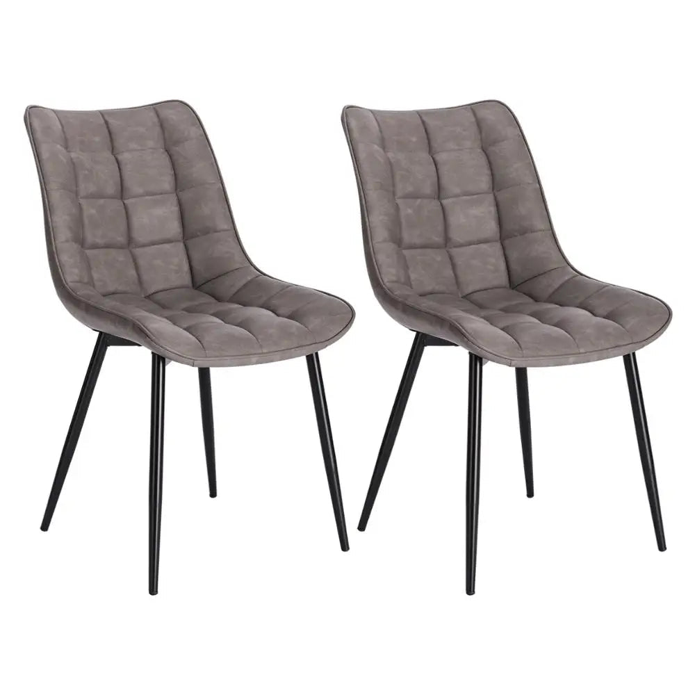 Chaise salle à manger grise en métal 2 ensembles - vente privée 14:365458leather brown;200007763:201336101