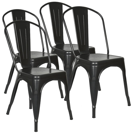 Chaise salle à manger industriel noir/gris en métal 4 ensembles - vente privée 14:193;200007763:201336342