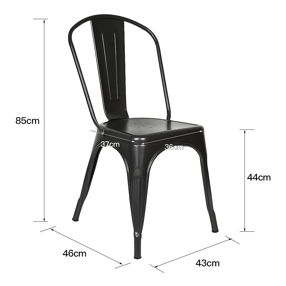 Chaise salle à manger industriel noir/gris en métal 4 ensembles - vente privée 14:193;200007763:201336342