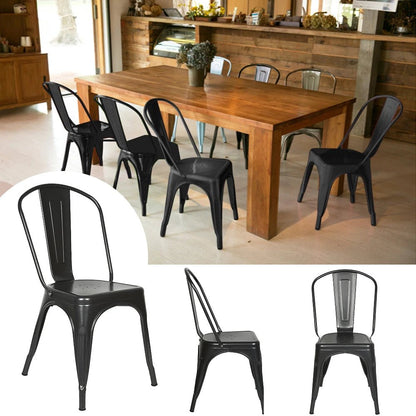 Chaise salle à manger industriel noir/gris en métal 4 ensembles - vente privée 14:193;200007763:201336342