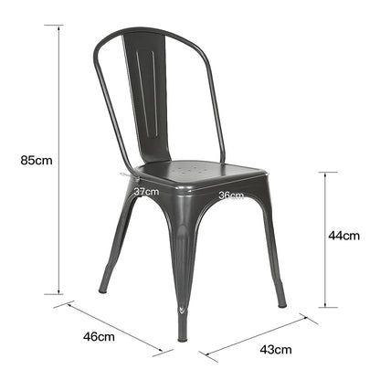 Chaise salle à manger industriel noir/gris en métal 4 ensembles - vente privée 14:200006155;200007763:201336342
