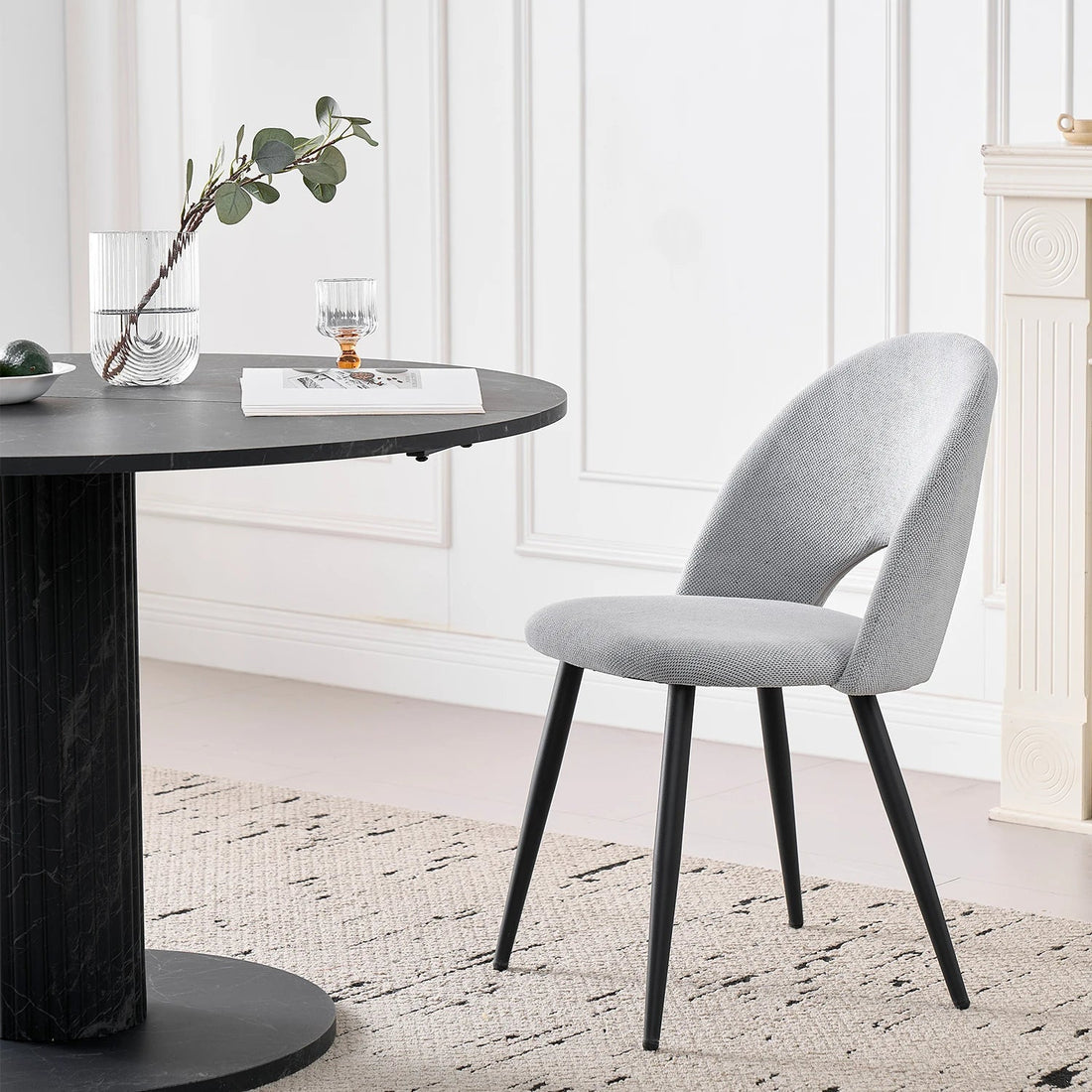 Chaise salle à manger lot de 4 à dossier creux - vente privée 14:173Blue;200007763:201336101