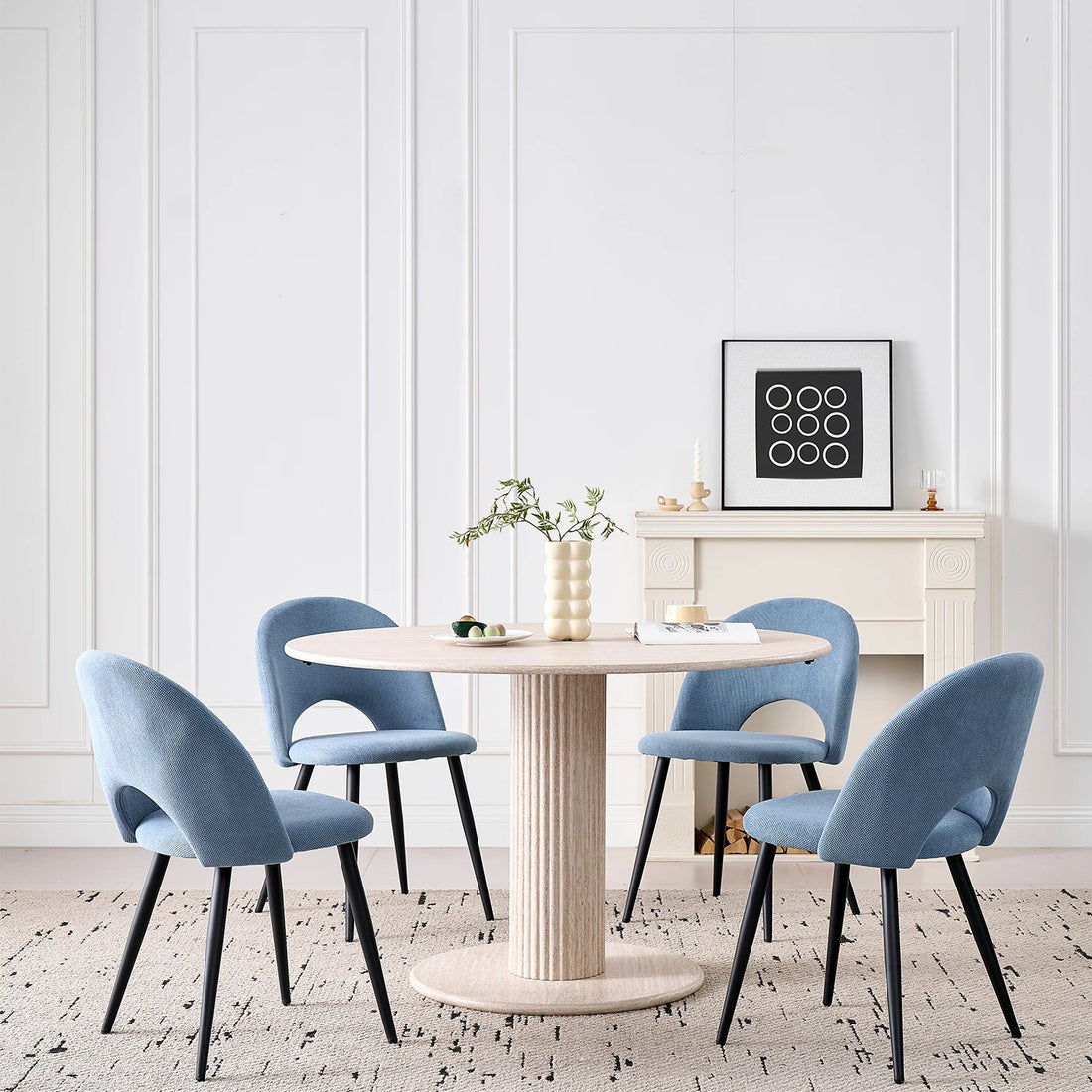 Chaise salle à manger lot de 4 à dossier creux - vente privée 14:173Blue;200007763:201336101