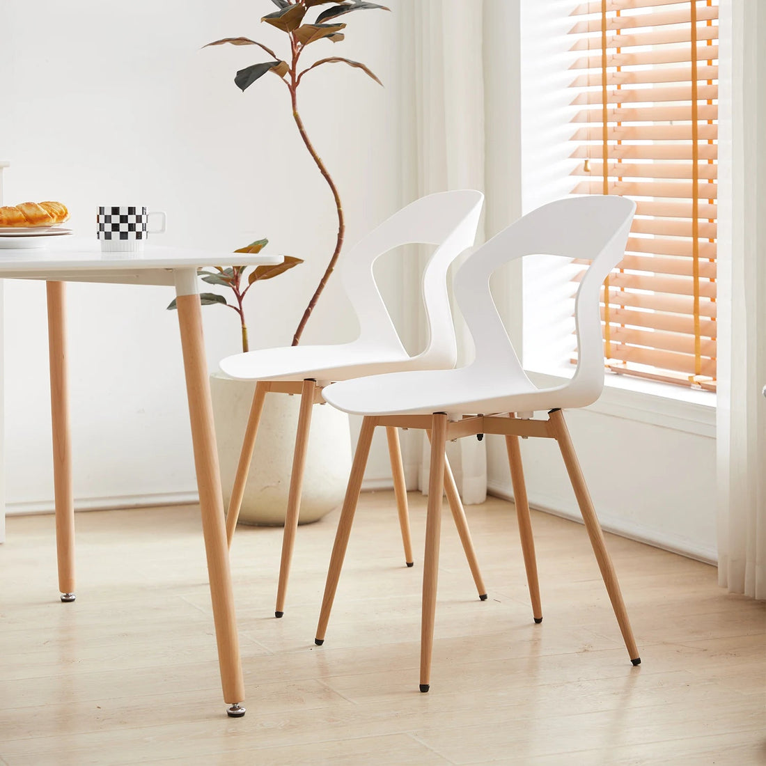 Chaise salle à manger lot de 6 ensembles en plastique moderne - vente privée 14:29White;200007763:201336101