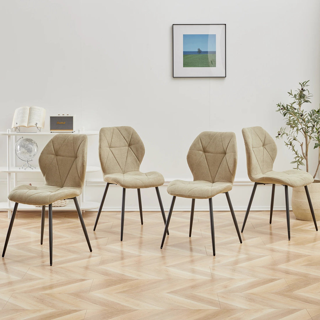 Chaise salle à manger marron / Beige / Vert en lin par lot de 2/4/6 pièces - vente privée 14:2008440616PCS Brown;200007763:201336101