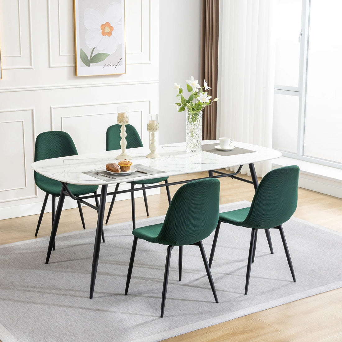 Chaise salle à manger noir en velours côtelé 4 ensembles - vente privée 14:193;200007763:201336101