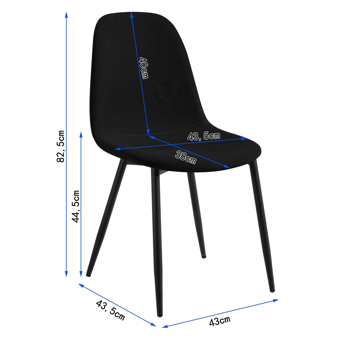 Chaise salle à manger noir en velours côtelé 4 ensembles - vente privée 14:193;200007763:201336101