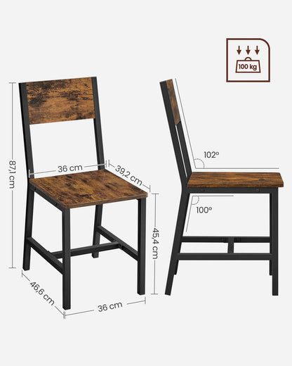 Chaise salle à manger pieds métal 4 ensembles - vente privée 14:200000195Marron Rustique et Noir d'encre;200007763:201336101