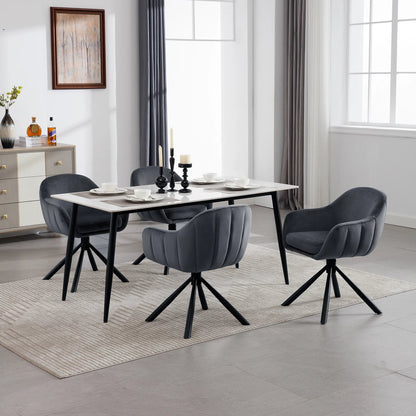 Chaise salle à manger pivotante de luxe premium 2 pièces - vente privée 14:200004889dark grey Chenille;200007763:201336101