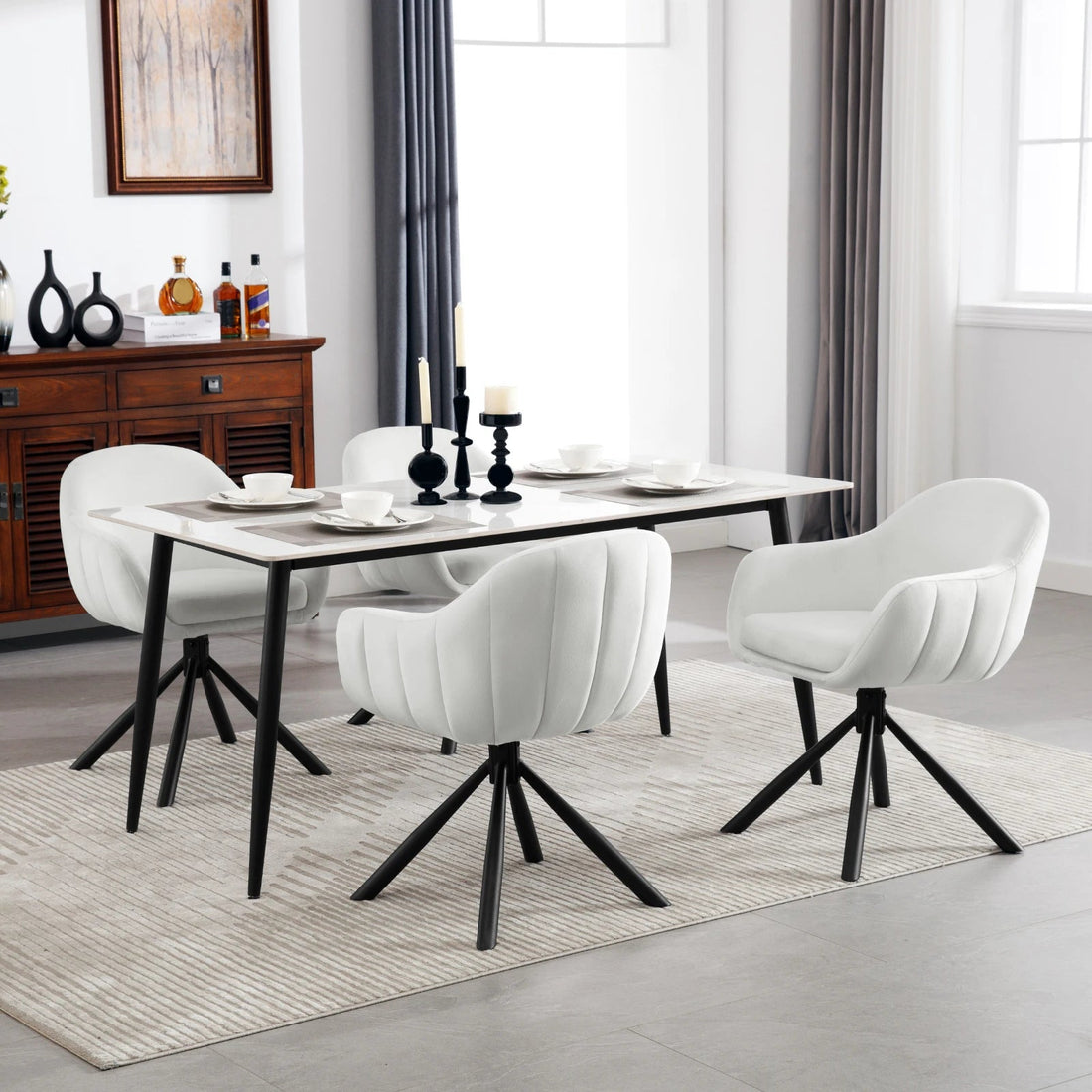 Chaise salle à manger pivotante de luxe premium 2 pièces - vente privée 14:200004889dark grey Chenille;200007763:201336101