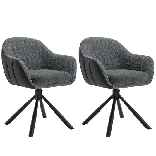 Chaise salle à manger pivotante de luxe premium 2 pièces - vente privée 14:200004889dark grey Chenille;200007763:201336101