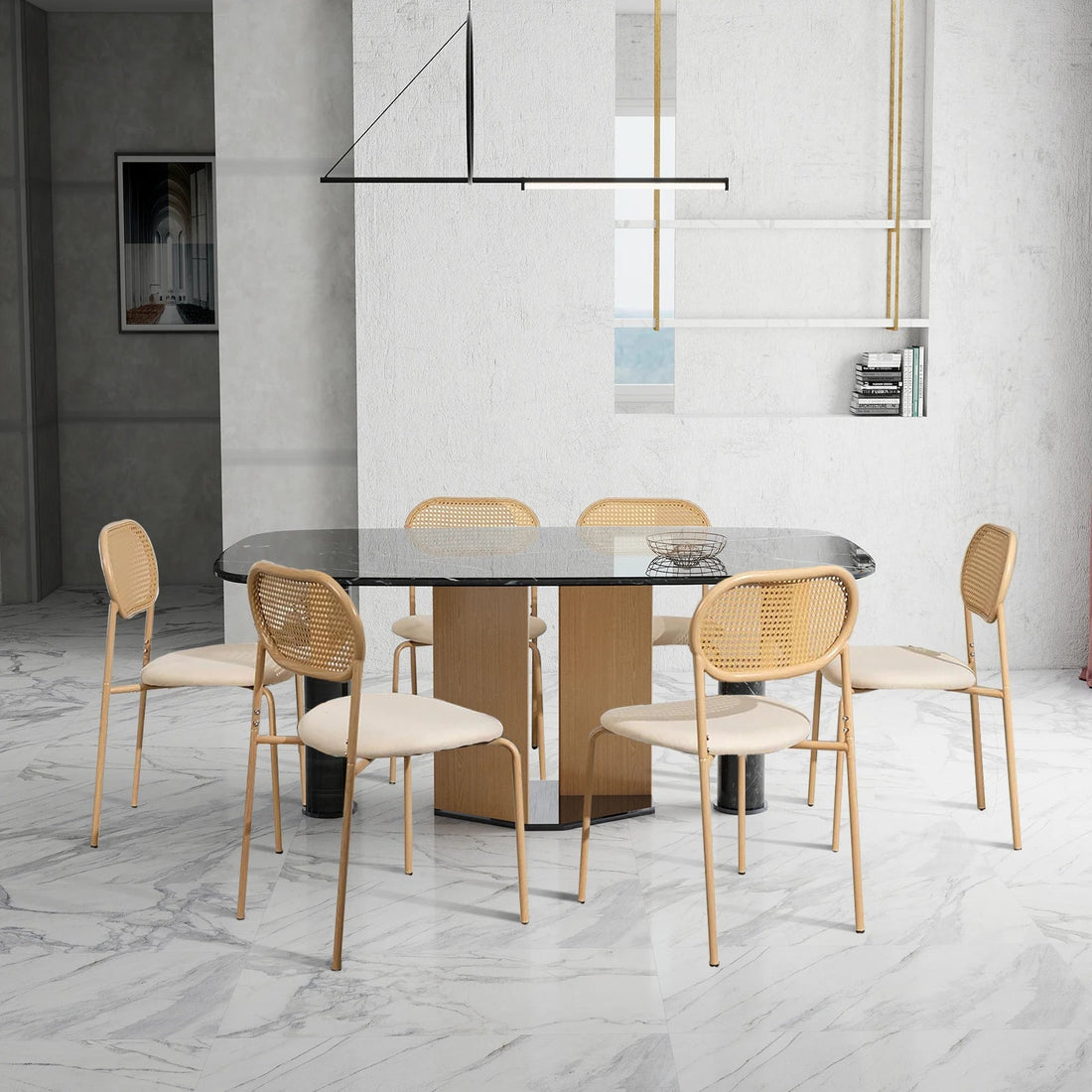 Chaise salle à manger rotin simple de 2 pièces - vente privée 14:366Beige;200007763:201336101