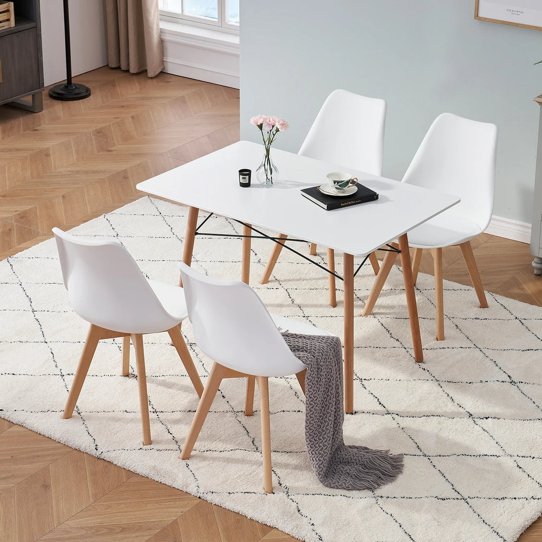 Chaise salle à manger scandinave nordique en plastique de luxe 4 pièces - vente privée 14:29White;200007763:201336101