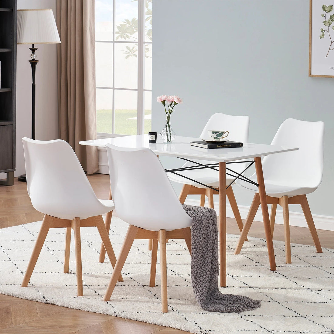 Chaise salle à manger scandinave nordique en plastique de luxe 4 pièces - vente privée 14:29White;200007763:201336101