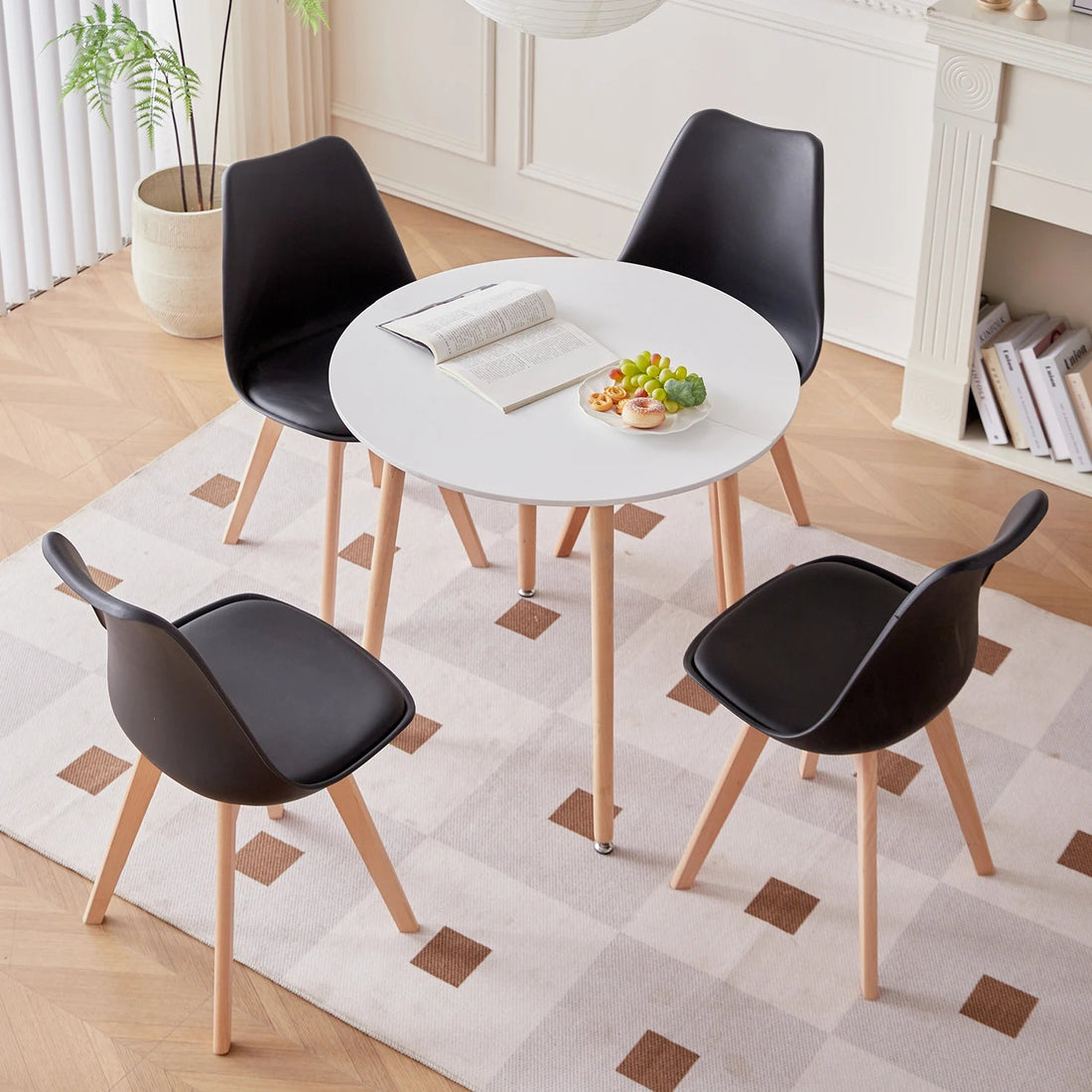 Chaise salle à manger scandinave nordique en plastique de luxe 4 pièces - vente privée 14:29White;200007763:201336101