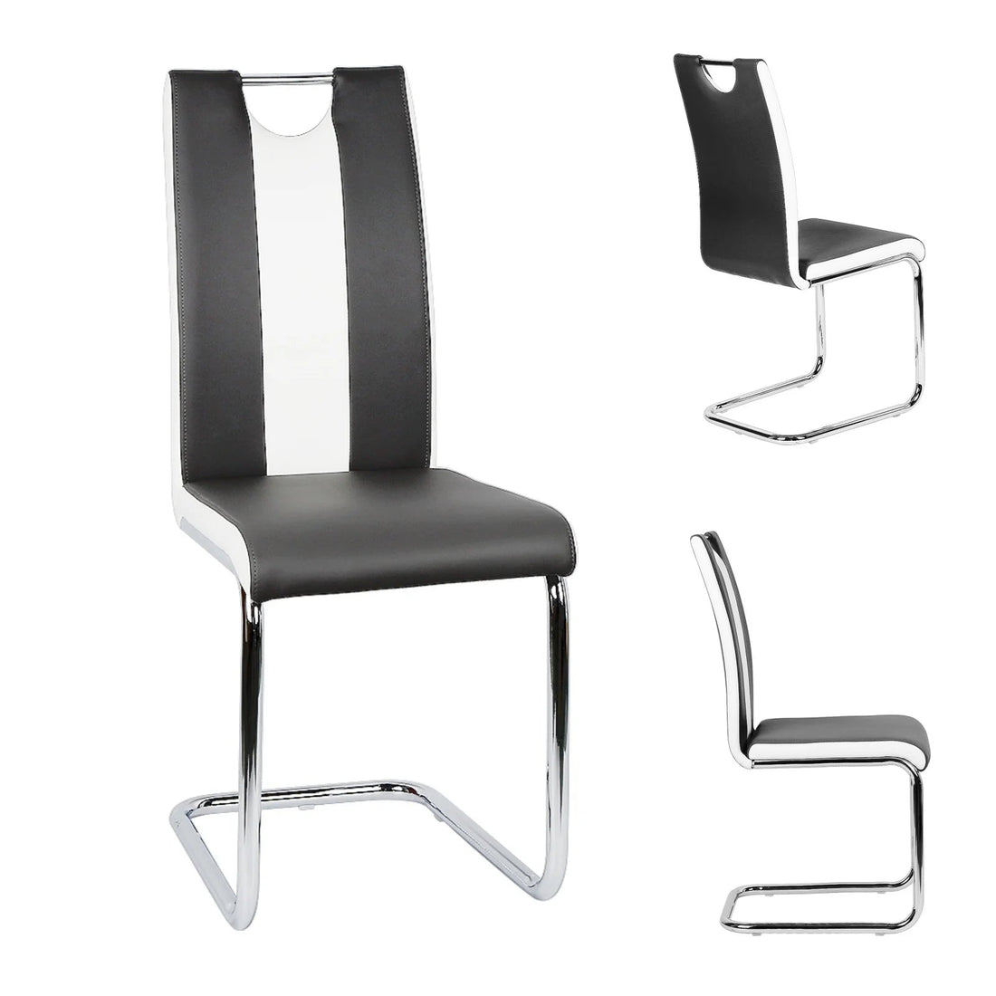 Chaise salle à manger similicuir noir 2 pièces - vente privée 14:193;200007763:201336342