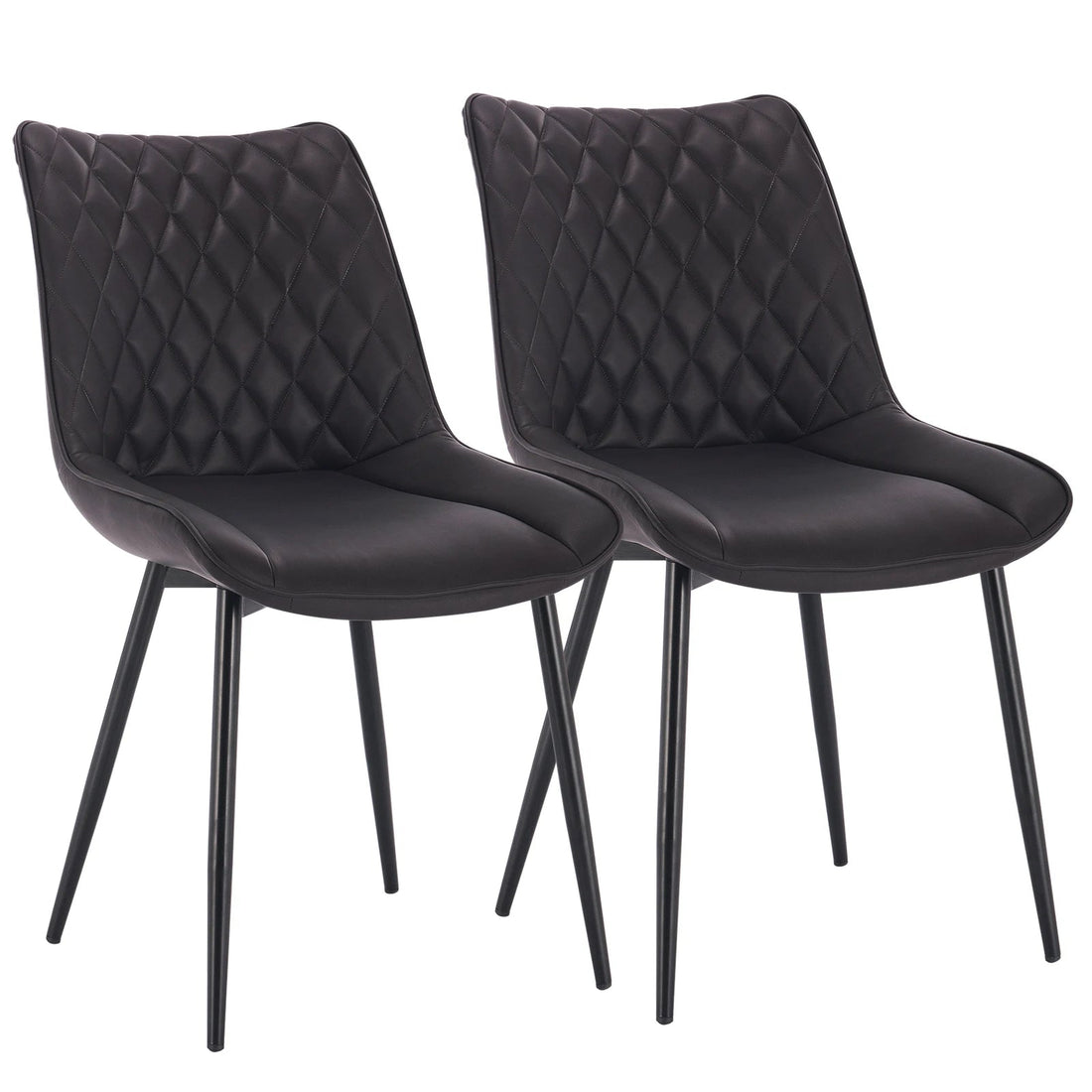Chaise salle à manger solide rembourrées en lot de 2 ensembles - vente privée 14:200006155dark grey leather;200007763:201336101