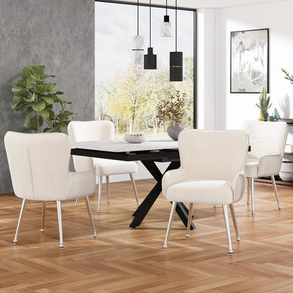 Chaise salle à manger velours blanc 2 ensembles de luxe - vente privée 14:175Silver - Set of 4Pcs;200007763:201336342