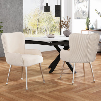Chaise salle à manger velours blanc 2 ensembles de luxe - vente privée 14:200141872Silver - Set of 2Pcs;200007763:201336342