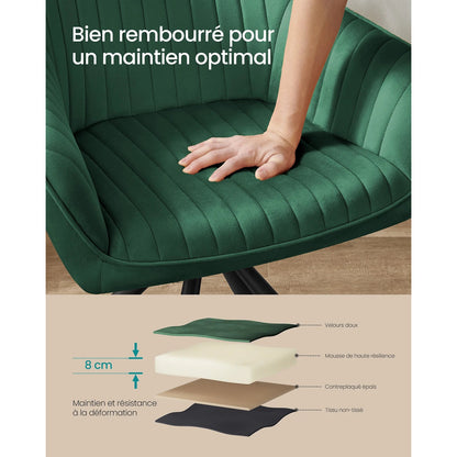 Chaise salle à manger vert en velours 1 pièces - vente privée 14:200006155Gris et Noir d'Encre;200007763:201336101