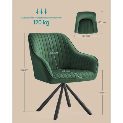 Chaise salle à manger vert en velours 1 pièces - vente privée 14:175Vert et Noir d'Encre;200007763:201336101
