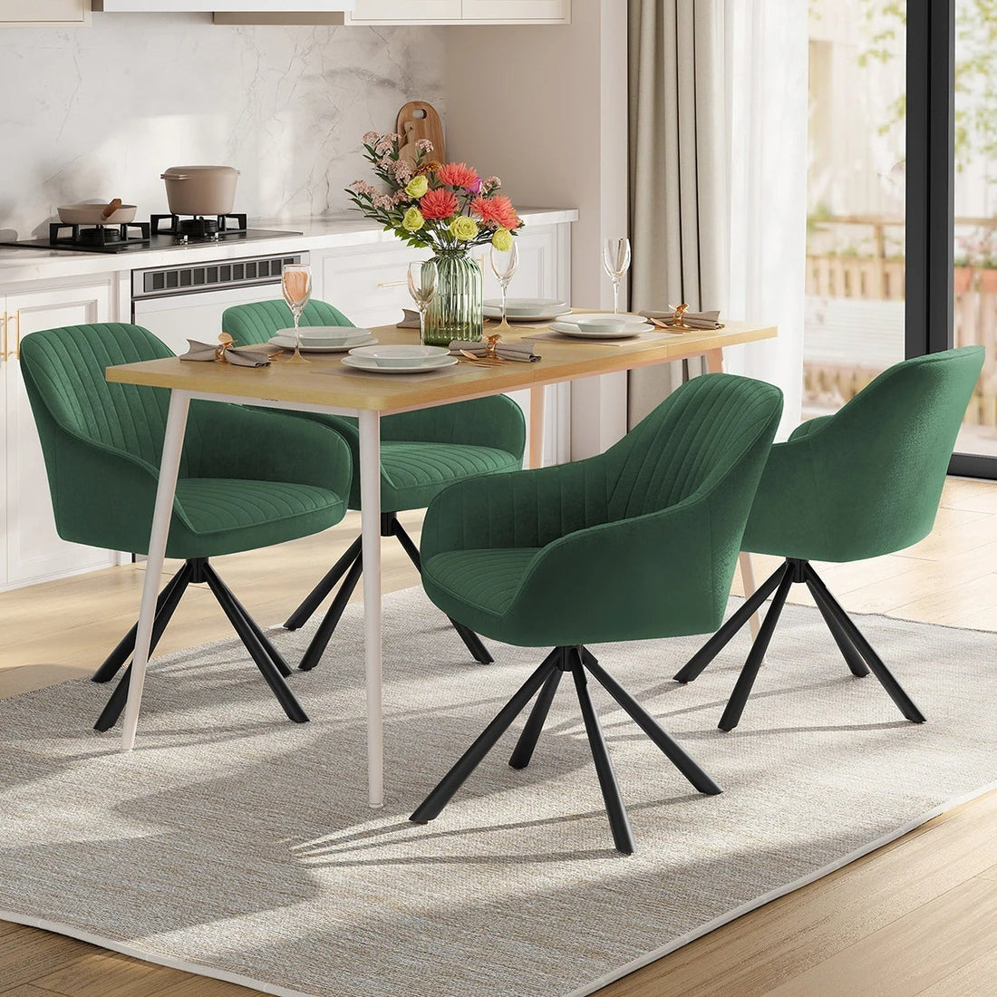 Chaise salle à manger vert en velours 1 pièces - vente privée 14:175Vert et Noir d'Encre;200007763:201336101