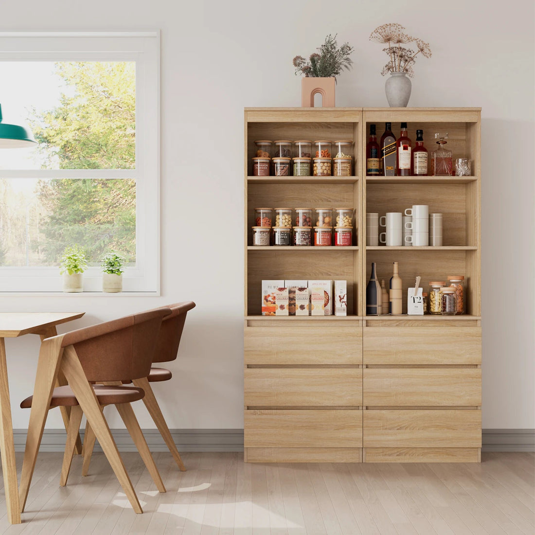 Étagère blanche bois moderne 60x35x180cm - vente privée 14:200001438Oak;200007763:201336101