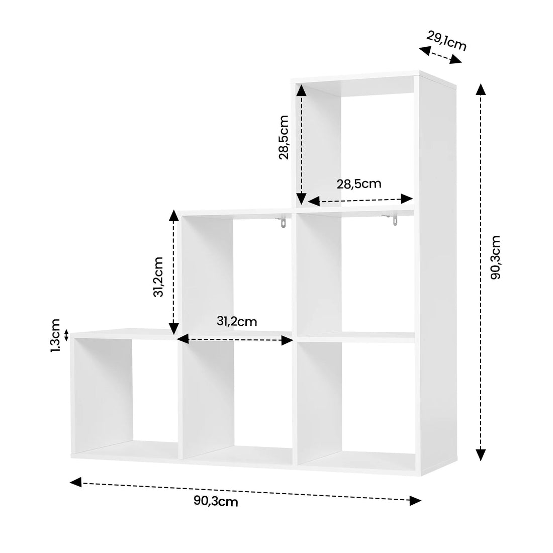 Étagère blanche escalier à 6 compartiments - vente privée 14:29;200007763:201336101