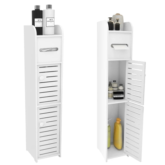 Étagère blanche étroite pour salle WC 17*15*78cm - vente privée 14:29;200007763:201336342