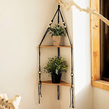 étagère bois d'angle triangulaire à 3 niveaux muraux - vente privée 14:200006151wall shelf M01200