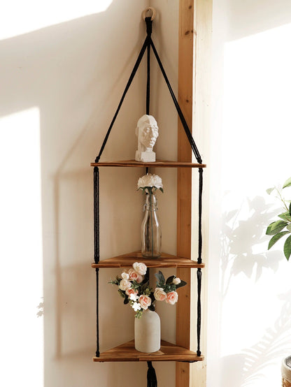 étagère bois d'angle triangulaire à 3 niveaux muraux - vente privée 14:200006153TK-M01507