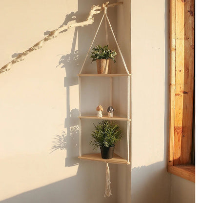 étagère bois d'angle triangulaire à 3 niveaux muraux - vente privée 14:200013902wall shelf M0854