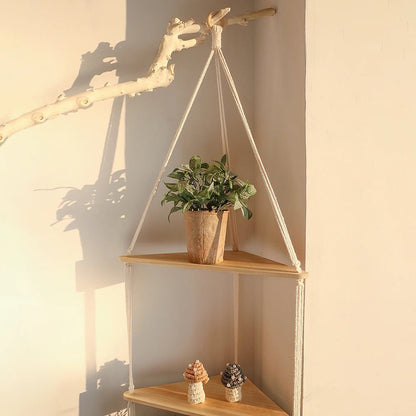 étagère bois d'angle triangulaire à 3 niveaux muraux - vente privée 14:202713809wall shelf M0953