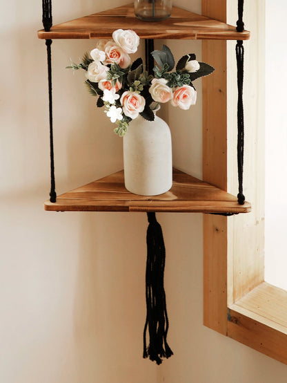étagère bois d'angle triangulaire à 3 niveaux muraux - vente privée 14:202713809wall shelf M0953