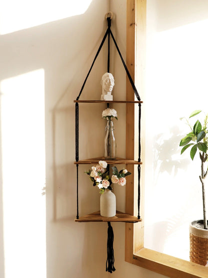 étagère bois d'angle triangulaire à 3 niveaux muraux - vente privée 14:202713809wall shelf M0953