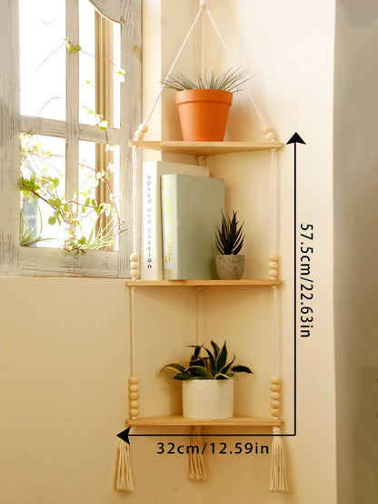 étagère bois d'angle triangulaire à 3 niveaux muraux - vente privée 14:202713809wall shelf M0953