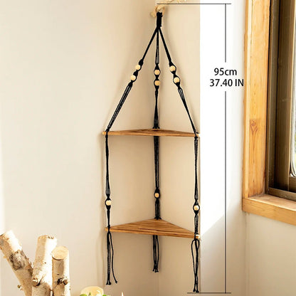 étagère bois d'angle triangulaire à 3 niveaux muraux - vente privée 14:202713809wall shelf M0953