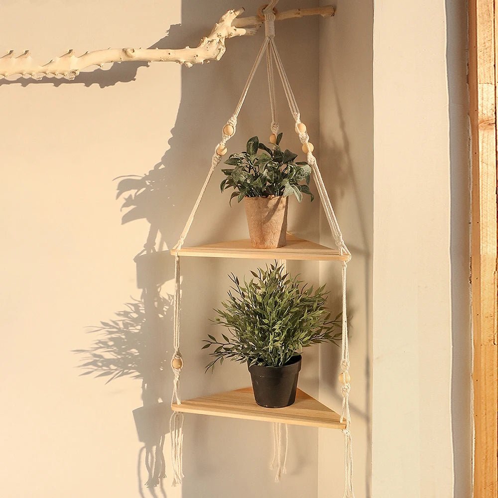 étagère bois d'angle triangulaire à 3 niveaux muraux - vente privée 14:202713809wall shelf M0953