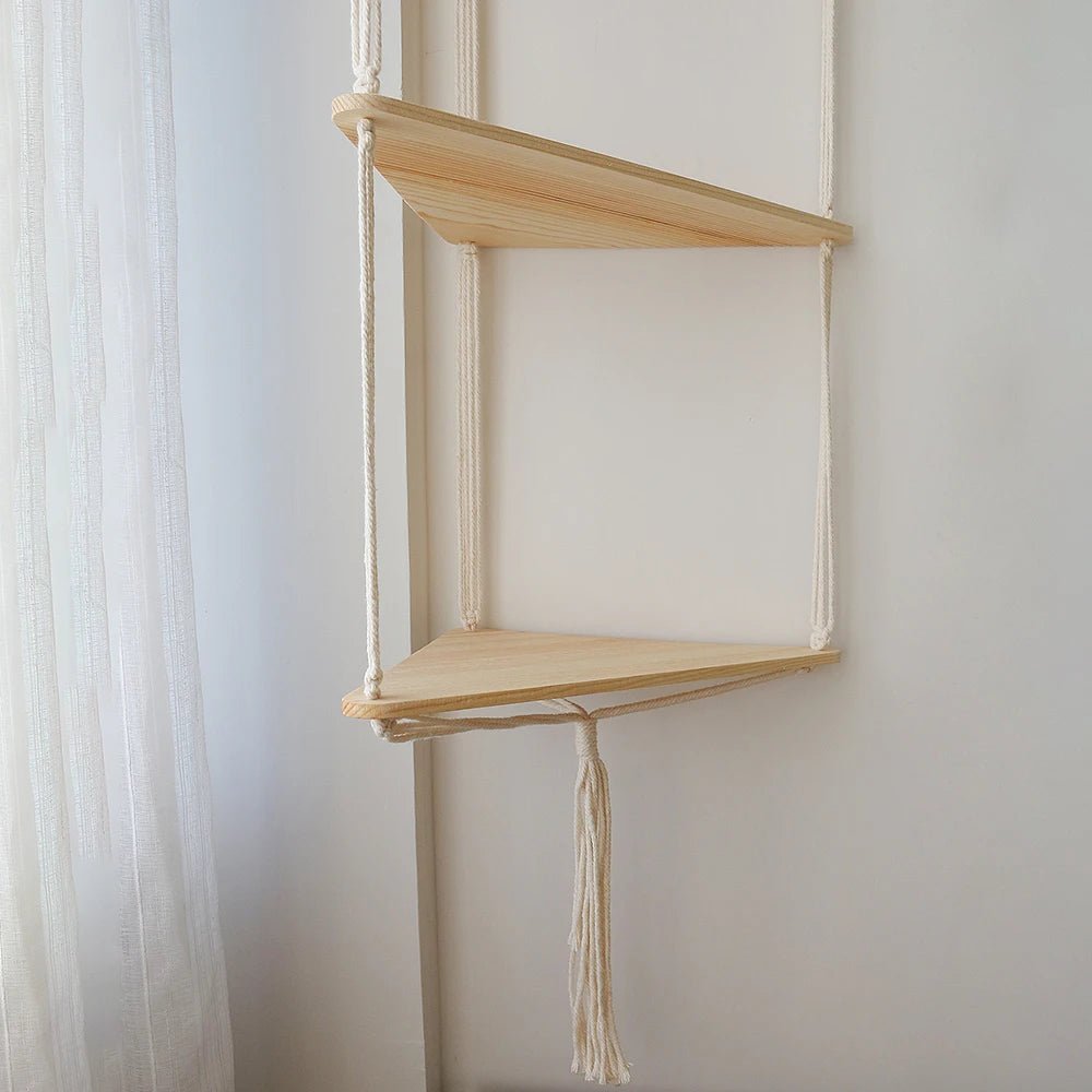 étagère bois d'angle triangulaire à 3 niveaux muraux - vente privée 14:202713809wall shelf M0953
