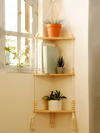 étagère bois d'angle triangulaire à 3 niveaux muraux - vente privée 14:202713809wall shelf M0953