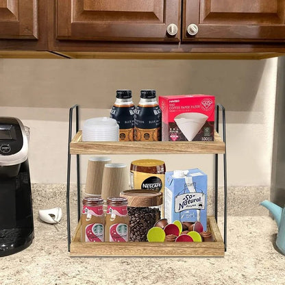 Étagère café à deux niveaux - vente privée 14:200006154wood