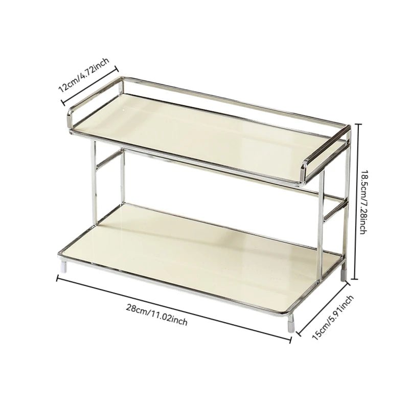 Étagère café double couche en métal - 14:366Milk white