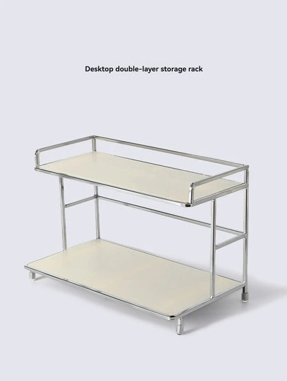 Étagère café double couche en métal - 14:366Milk white