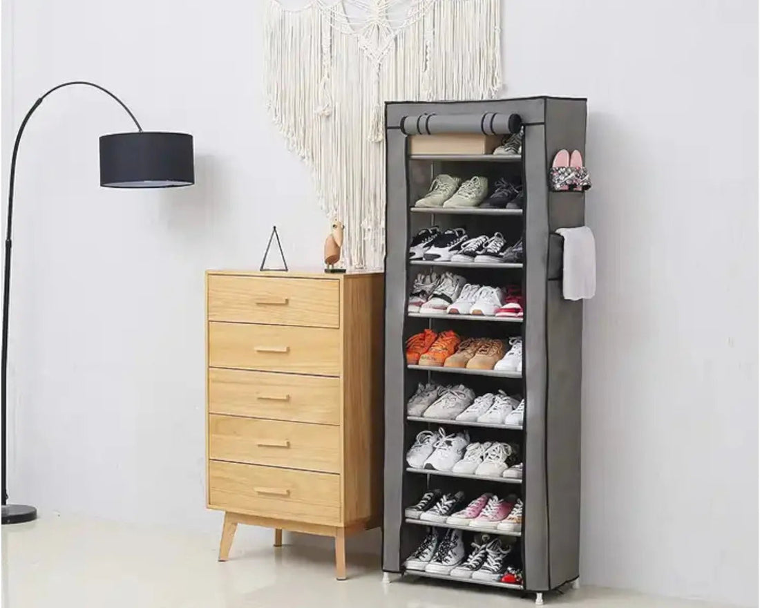 Étagère chaussures en tissu et métal 160x60x30 cm - vente privée 14:691;200007763:203372089