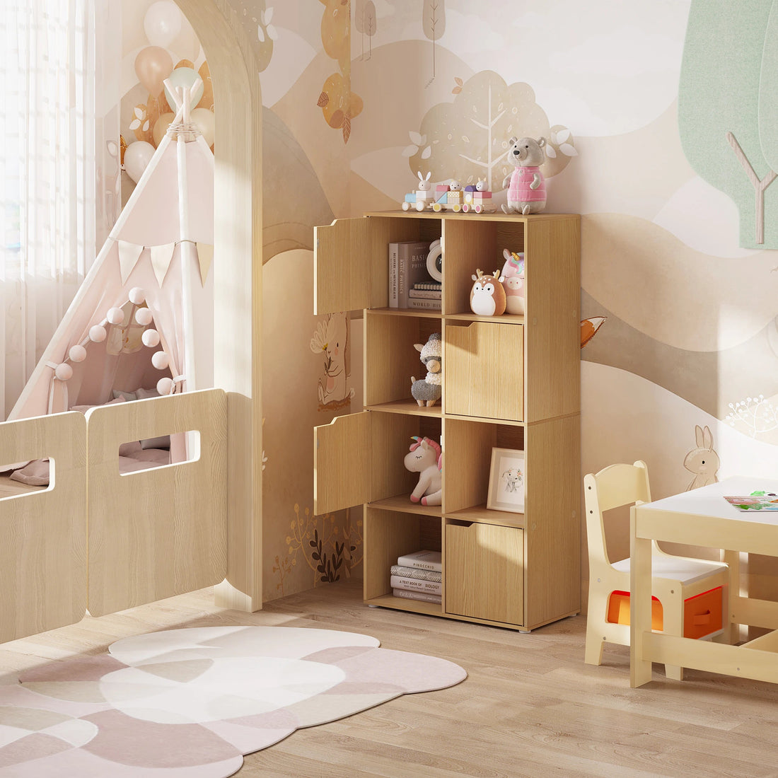 Étagère cube en bois à 8 compartiments - vente privée 14:29;200007763:201336101