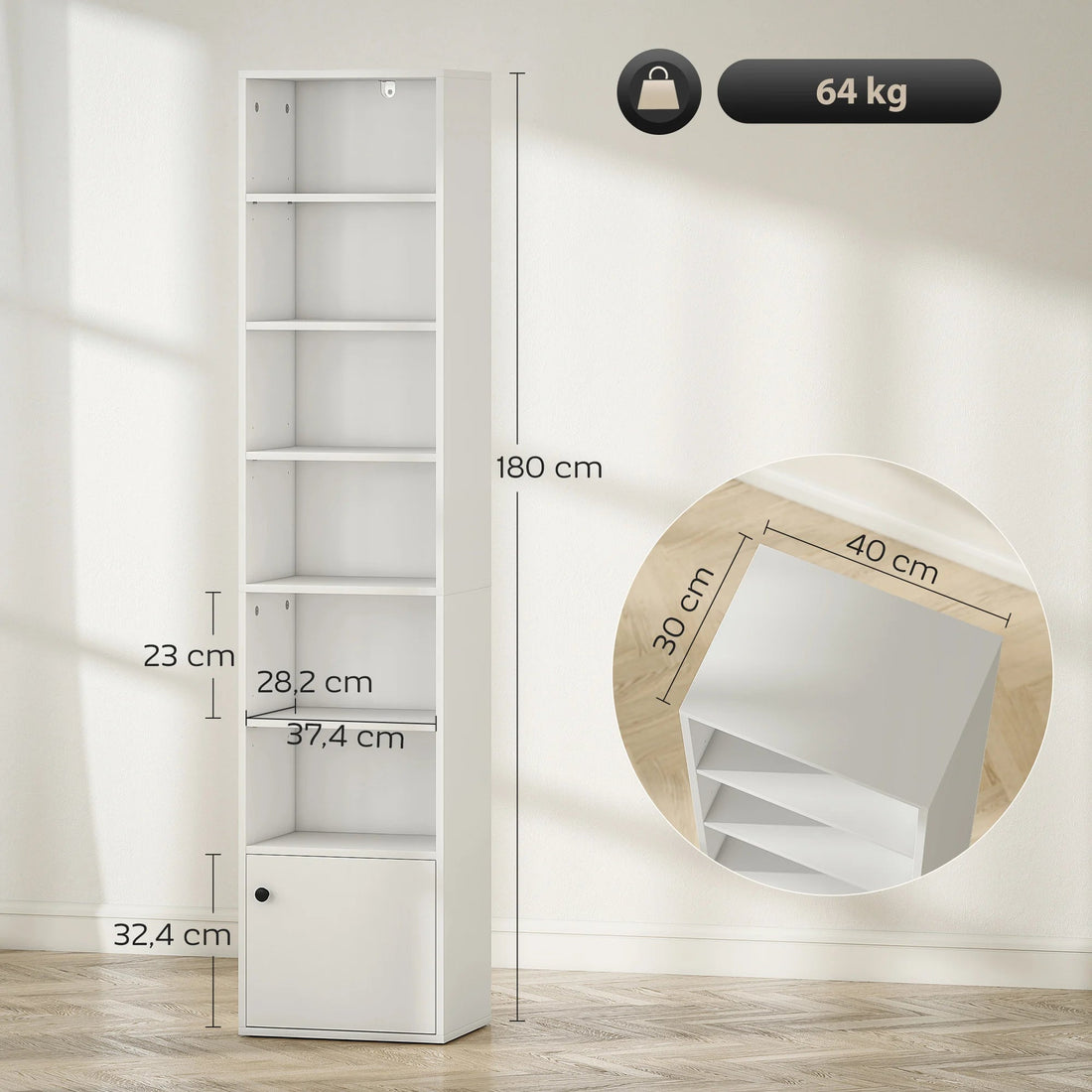 Étagère cube étroite simple 40X30X180 cm - vente privée 14:29;200007763:201336104